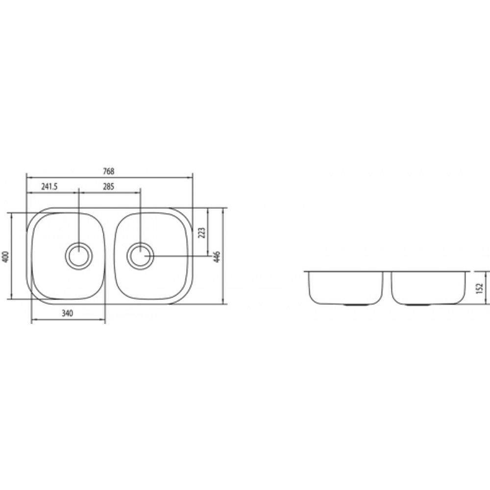 Cuba Dupla Tramontina Retangular Vertical 2C 34 Bl Prime Aço Inox Acetinado Com Escape -94030/103
