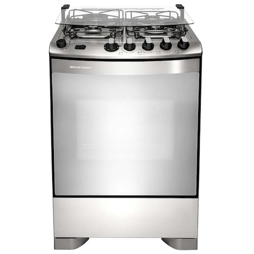imagem-Fogão Brastemp 4 Bocas BFS4GAR com Grill e Dupla Chama - Inox - 220v