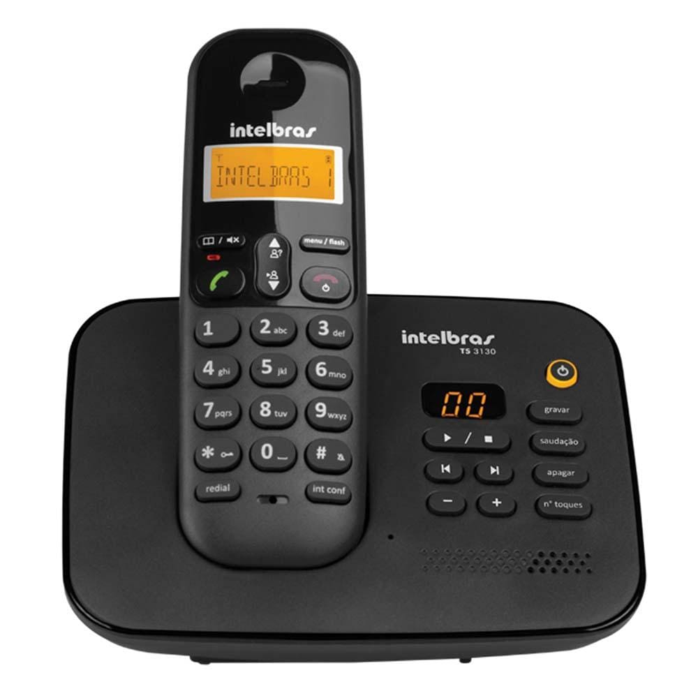 Telefone sem Fio Intelbras TS 3130 com Display luminoso, Secretária Eletrônica, Identificador de Chamada e Tecnologia DECT 6.0 - Preto
