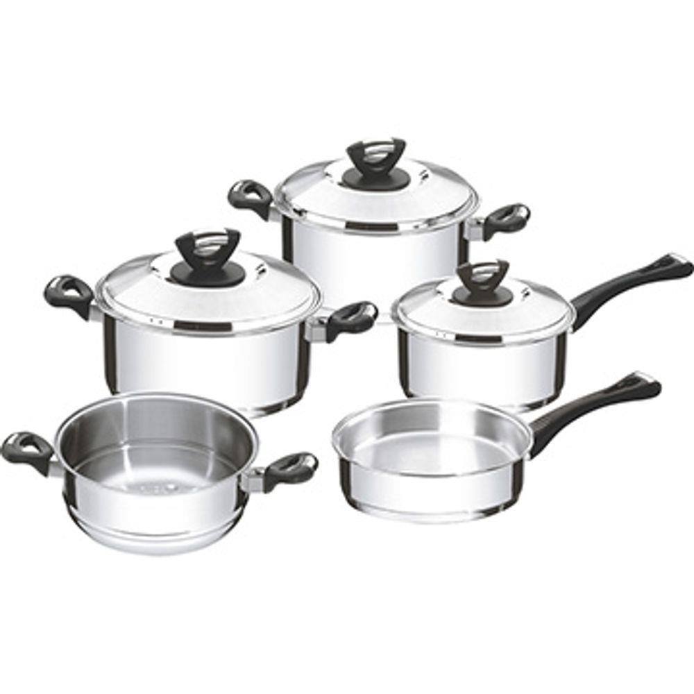 Conjunto de Panelas Inox 5 Peças Solar c/ Pegadores em Baquelite