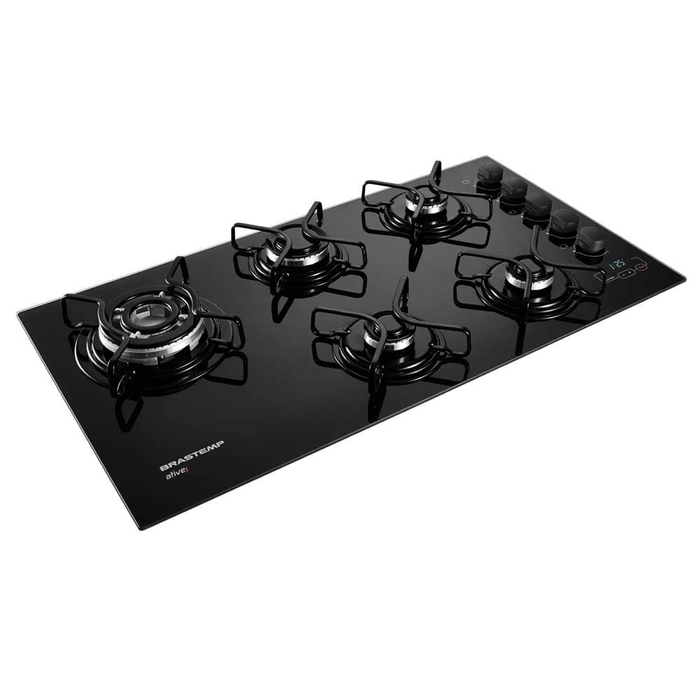 Cooktop a Gás 5 Bocas Brastemp com Timer BDT85AEUNA Quadrichama - Preto