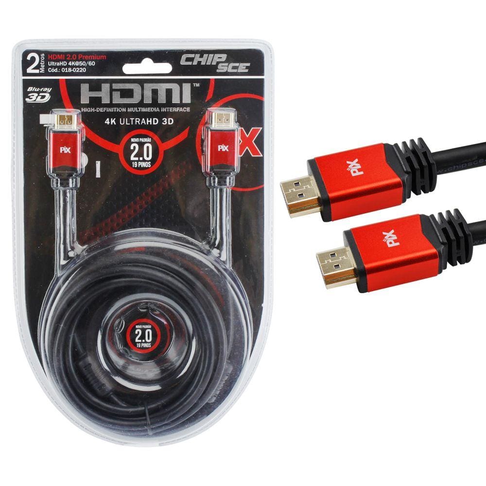 Cabo HDMI 2.0 Ultra HD 4K 3D 2 Metros