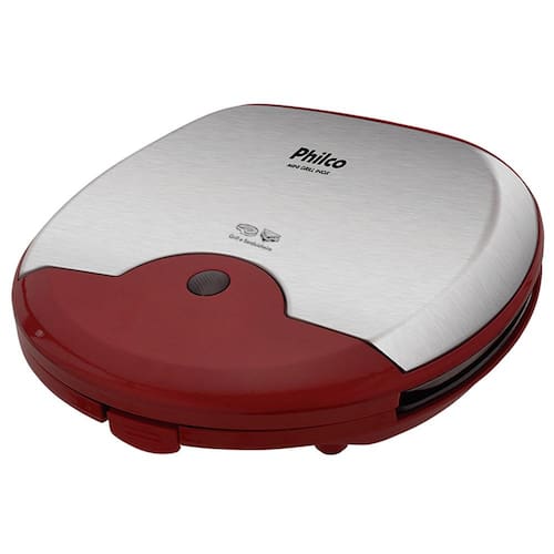 imagem-Mini Grill e Sanduicheira Philco - Vermelho/Aço  - 110V