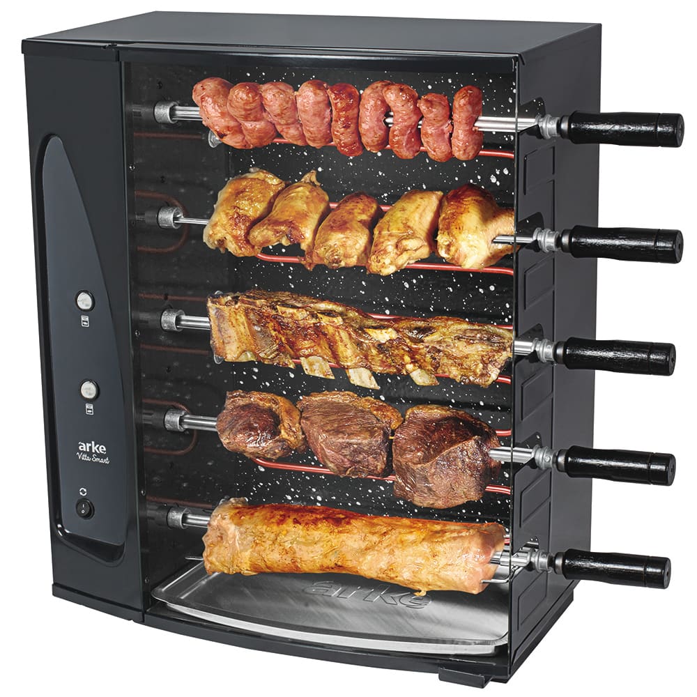 Assador Elétrico Rotativo Arke Vitta Smart para 5 Espetos com Acendimento Automático