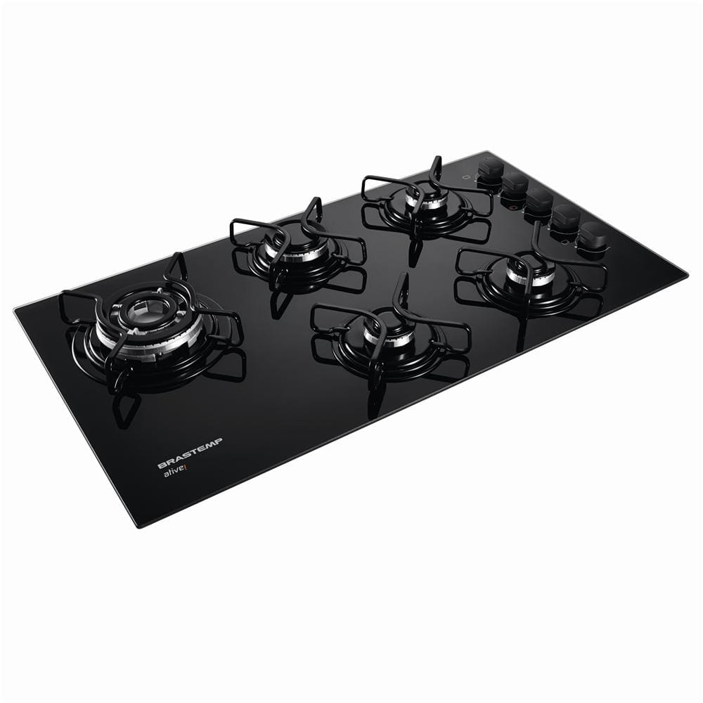 Cooktop a Gás 5 Bocas Brastemp Ative!  BDD85AEUNA com Queimador Quadrichama - Preto