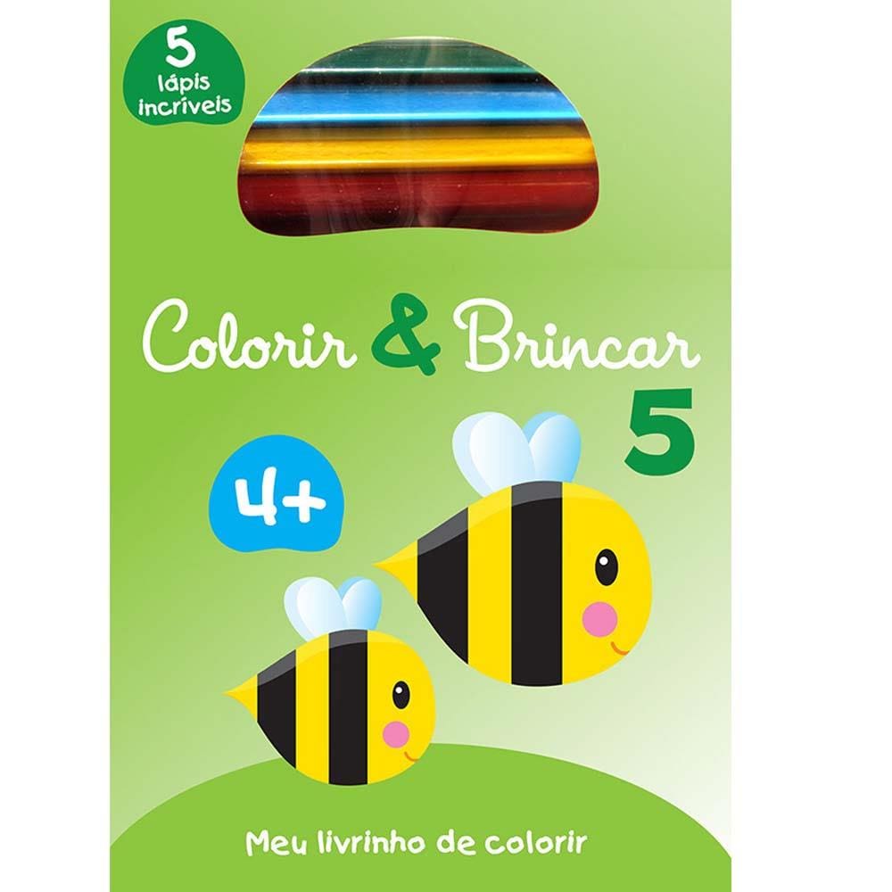 Livro – Coleção Colorir & Brincar - Meu Livrinho de Colorir - Volume 5 + 5 Lápis de Cor