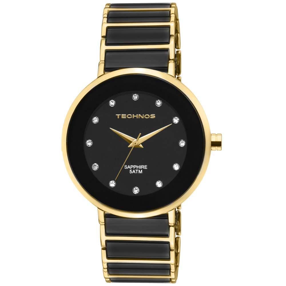 Relógio Feminino Analógico Technos Sapphire 2035LMM/4P - Preto e Dourado