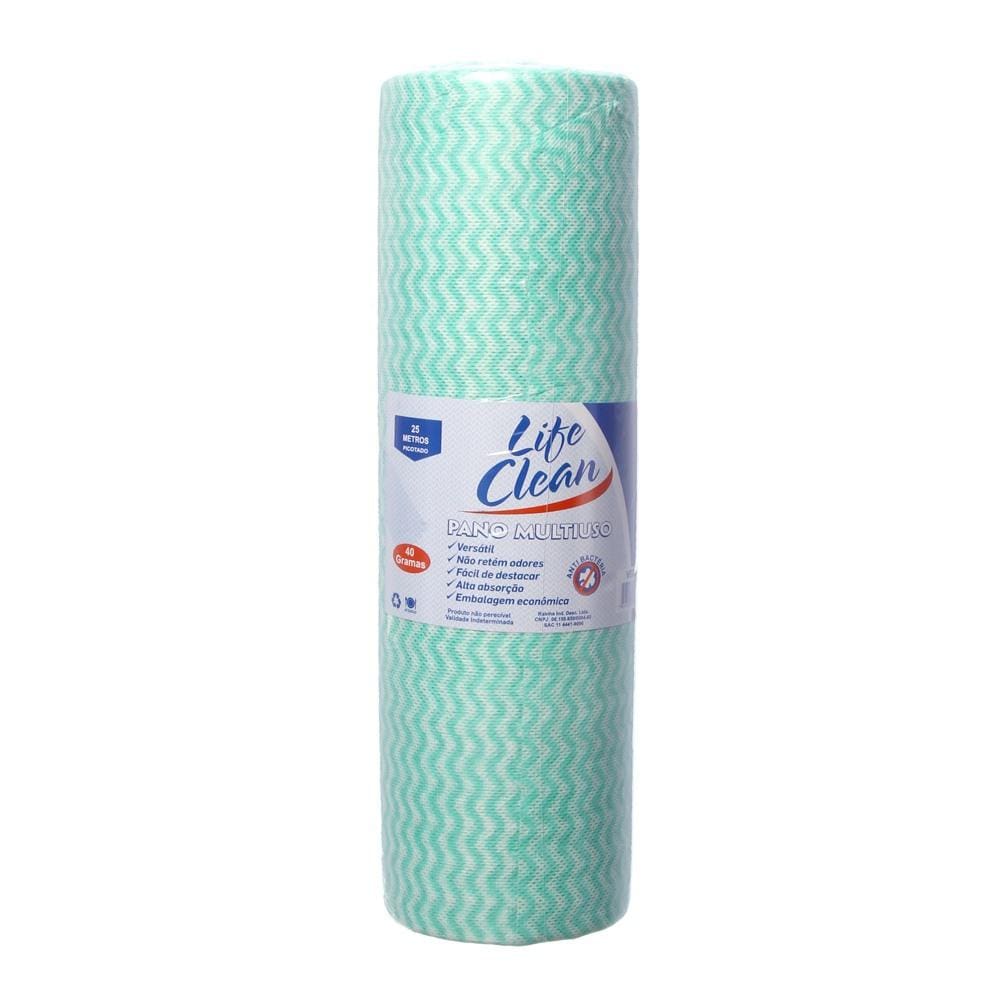 Pano Multiuso Verde Rolo com 30cm x 25m Life Clean
