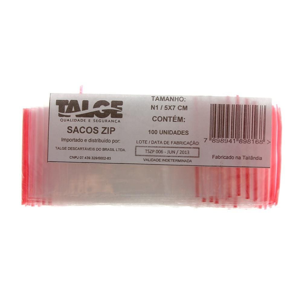 Sacos Plásticos Zip Lock com Fecho Hermético nº 1 com 100 Unidades