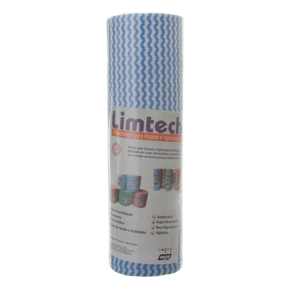 Pano Multiuso Azul Rolo com 30cm x 30m Limtech/Ober