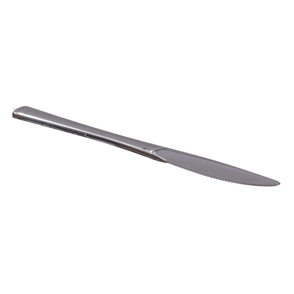 Faca de Plástico Descartável de Luxo Prata com 10 Unidades Silver Plastic