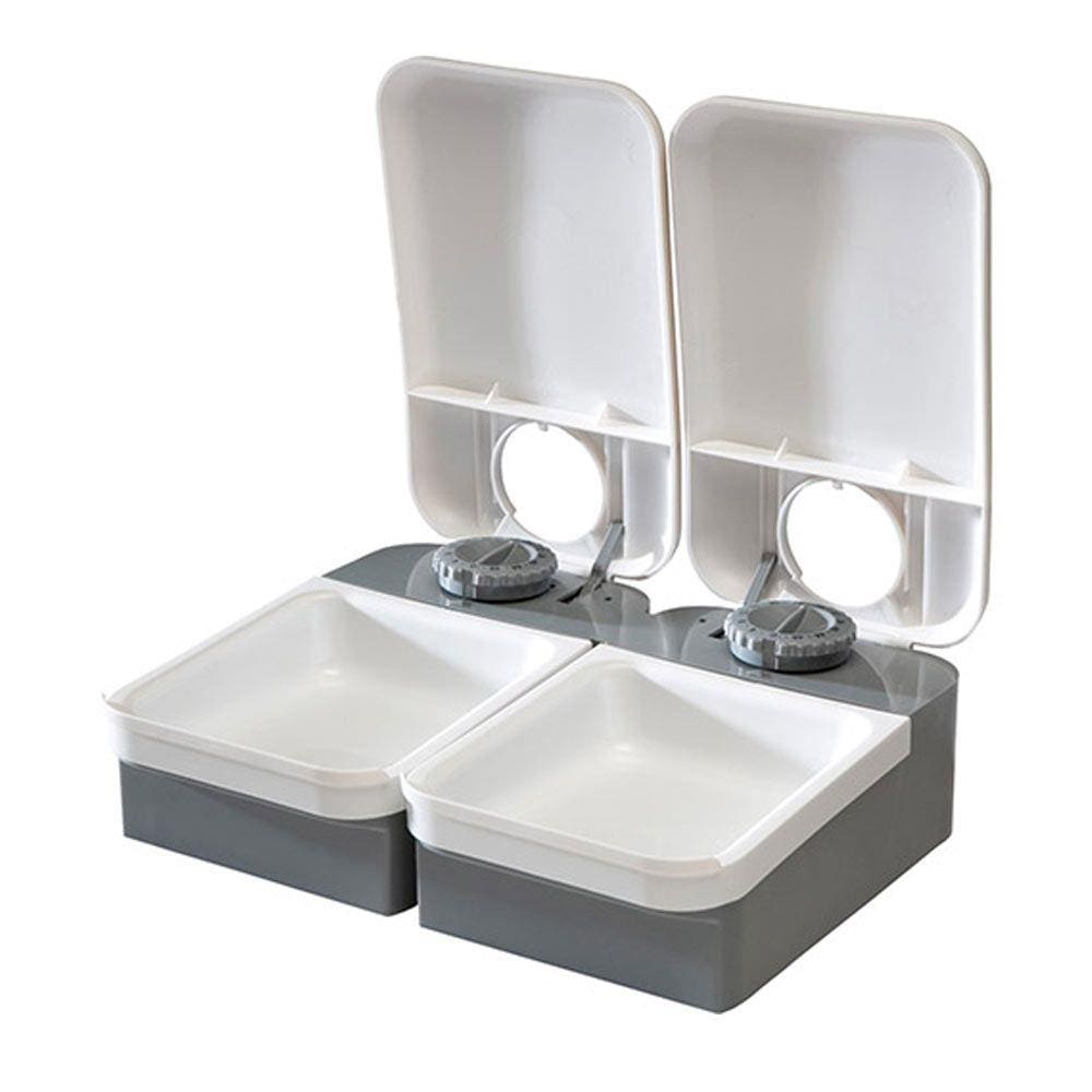Alimentador Automático Eatwell para Cães e Gatos, programação de 2 Refeições - Branco Cinza - Amicus