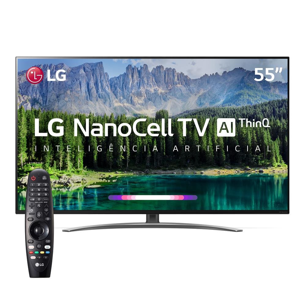 Smart TV LED 55" UHD 4K LG 55SM8600PSA NanoCell, ThinQ AI Inteligência Artificial IoT, IPS, HDR, Dolby Vision, Dolby Atmos e Controle Smart Magic