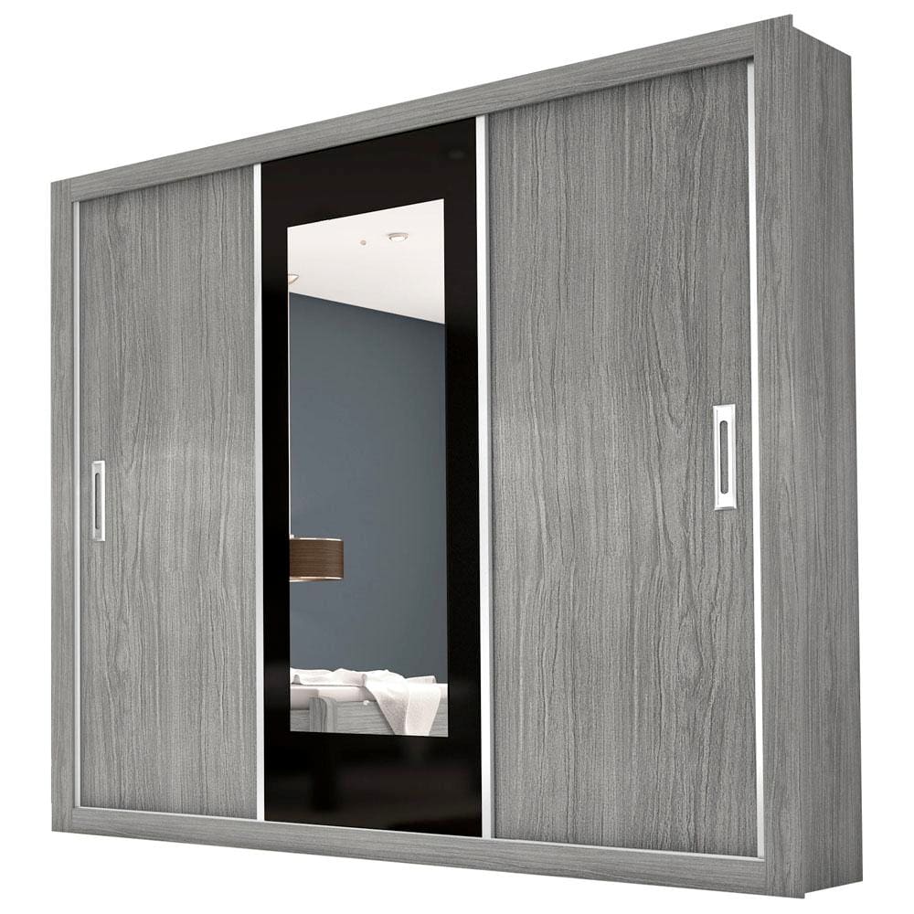 Guarda-Roupa Carioca Móveis Bahia com 3 Portas e Espelho