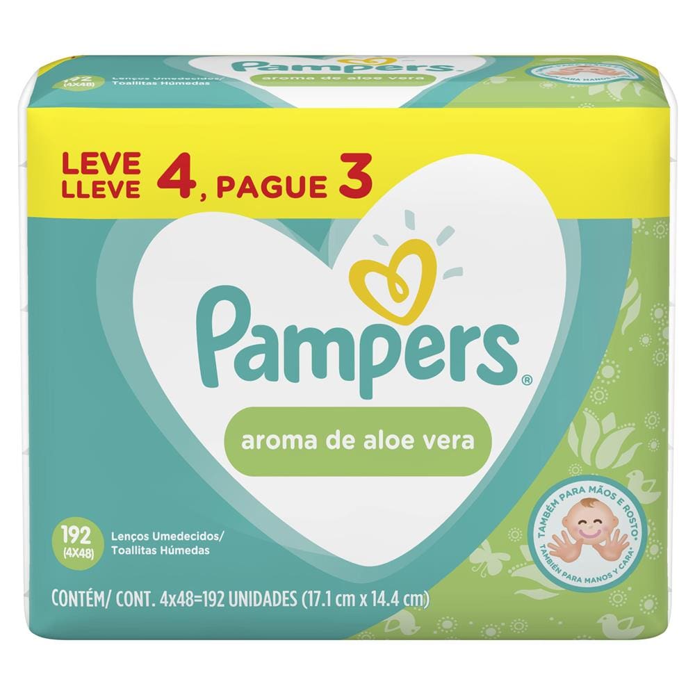 Lenços Umedecidos Pampers Aroma de Aloe Vera - 192 Unidades