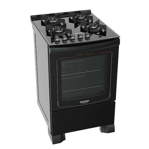 imagem-Fogão Dako 4 Bocas Glass com Mesa de Vidro e Acendimento Automático Bivolt - Preto