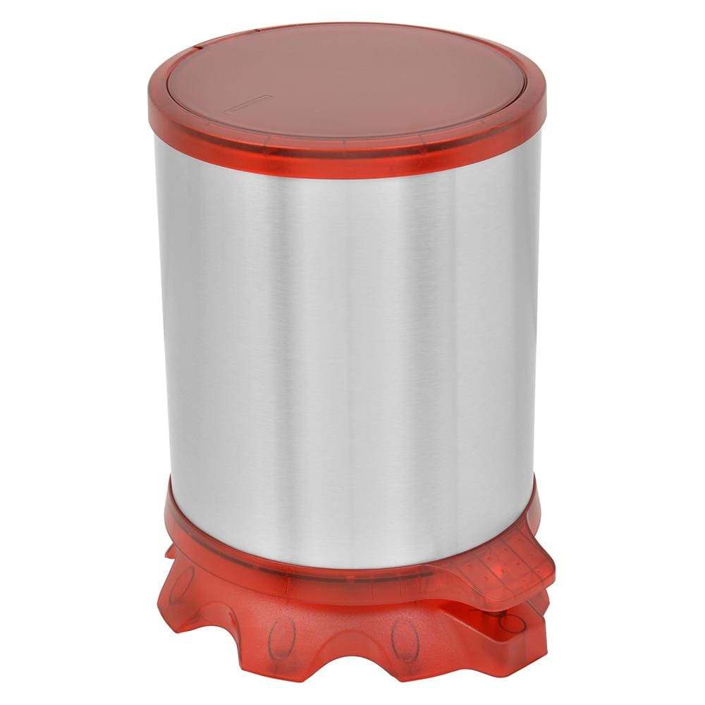Lixeira Tramontina com Pedal Sofie em Aço Inox e Plástico Inox/Vermelha – 5 L