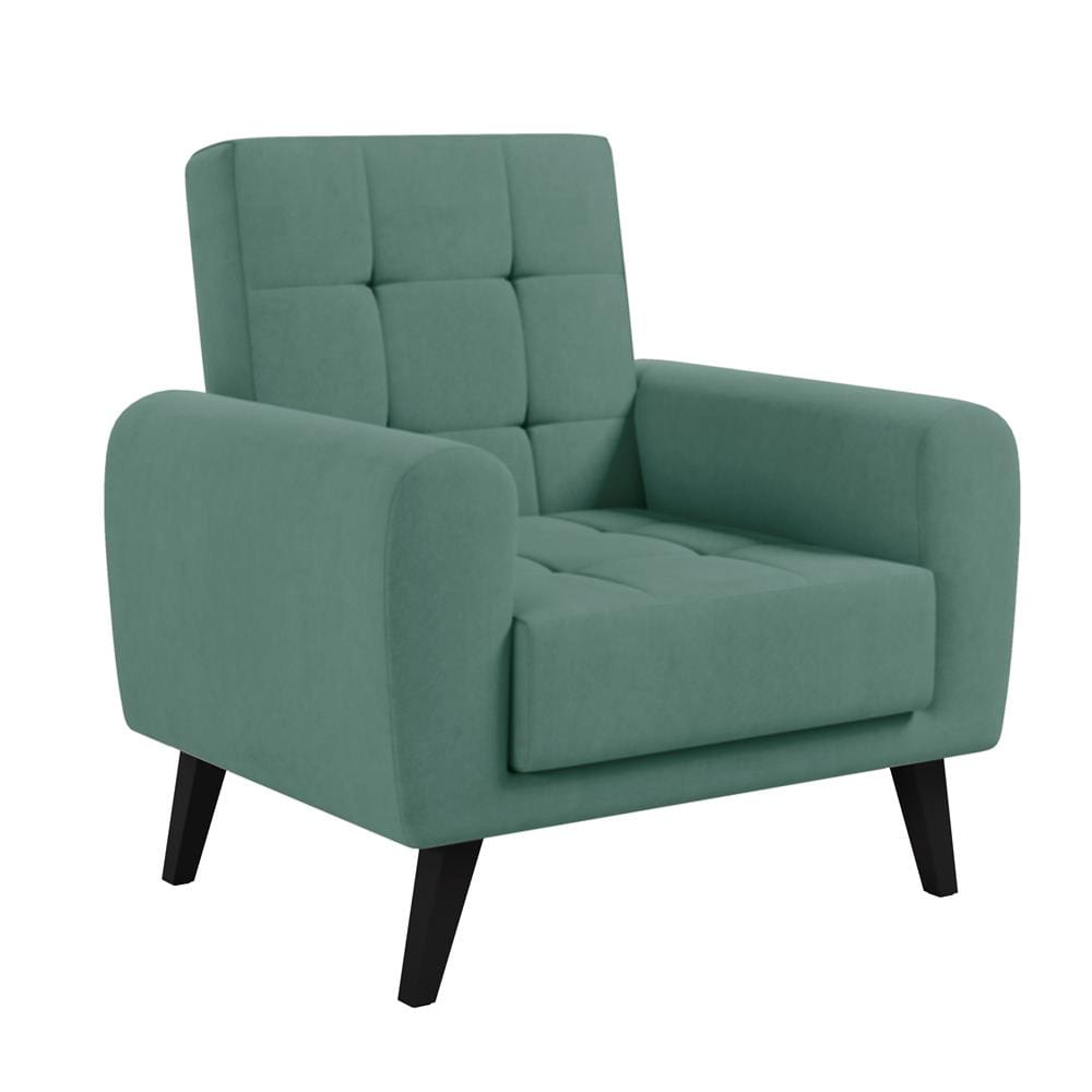 Poltrona Matrix Cora em Veludo Plush e Pés Palito - Menta