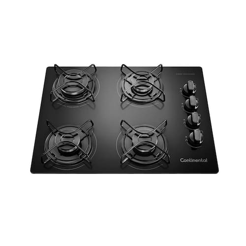 imagem-Cooktop a Gás Continental KC4GP 4 Bocas de Vidro Temperado Bivolt - Preto
