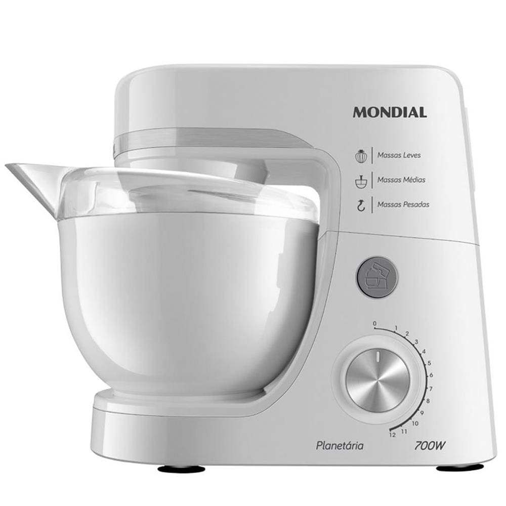 Batedeira Planetária Mondial BP-03 com 12 Velocidades e 700W – Branco