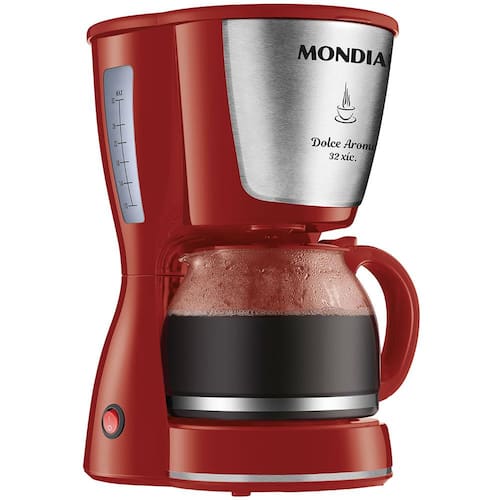 Cafeteira Elétrica Mondial Dolce Arome Inox C-32 32 Xícaras - Vermelha Menor preço em Cafeteira Elétrica Mondial Dolce Arome Inox C-32 32 Xícaras - Vermelha
