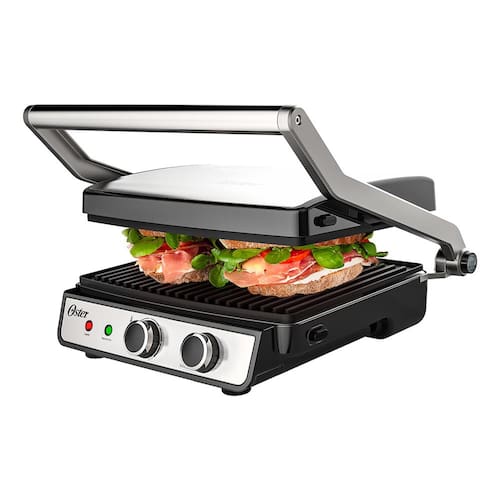 Grill Elétrico Oster Multiuso 2 em 1 Antiaderente 1500W - Inox/Preto Menor preço em Grill Elétrico Oster Multiuso 2 em 1 Antiaderente 1500W - Inox/Preto