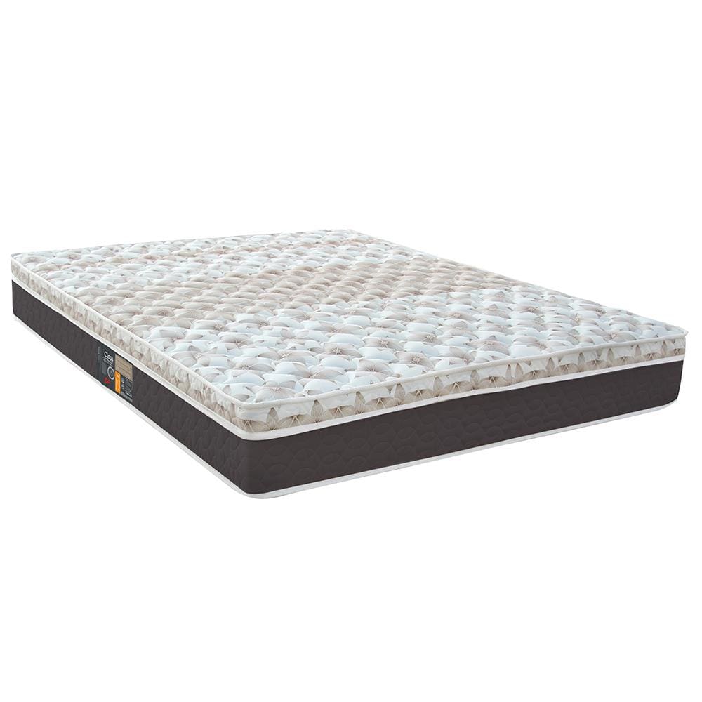 Colchão Casal Castor Sleep Class Híbrido com Euro Pillow e Molas Ensacadas 25x138x188 cm - Branco, Cinza e Marrom