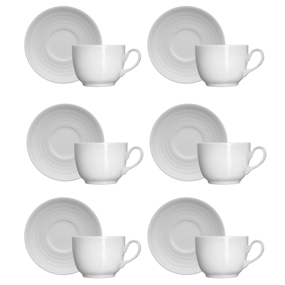 Conjunto de Xícaras para Chá Germer Chevron em Porcelana 240 ml – 6 Peças