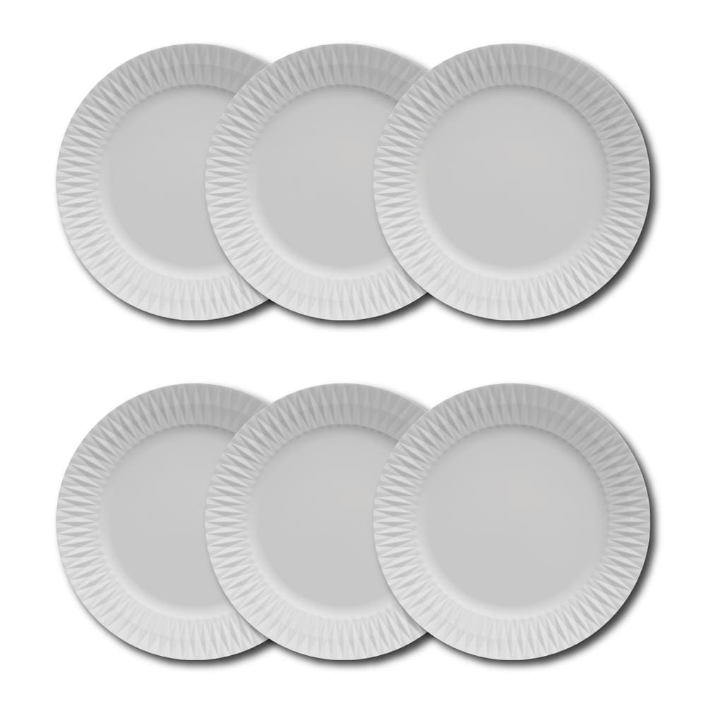 Conjunto de Pratos Rasos Germer Diamante em Porcelana Branco – 6 Peças