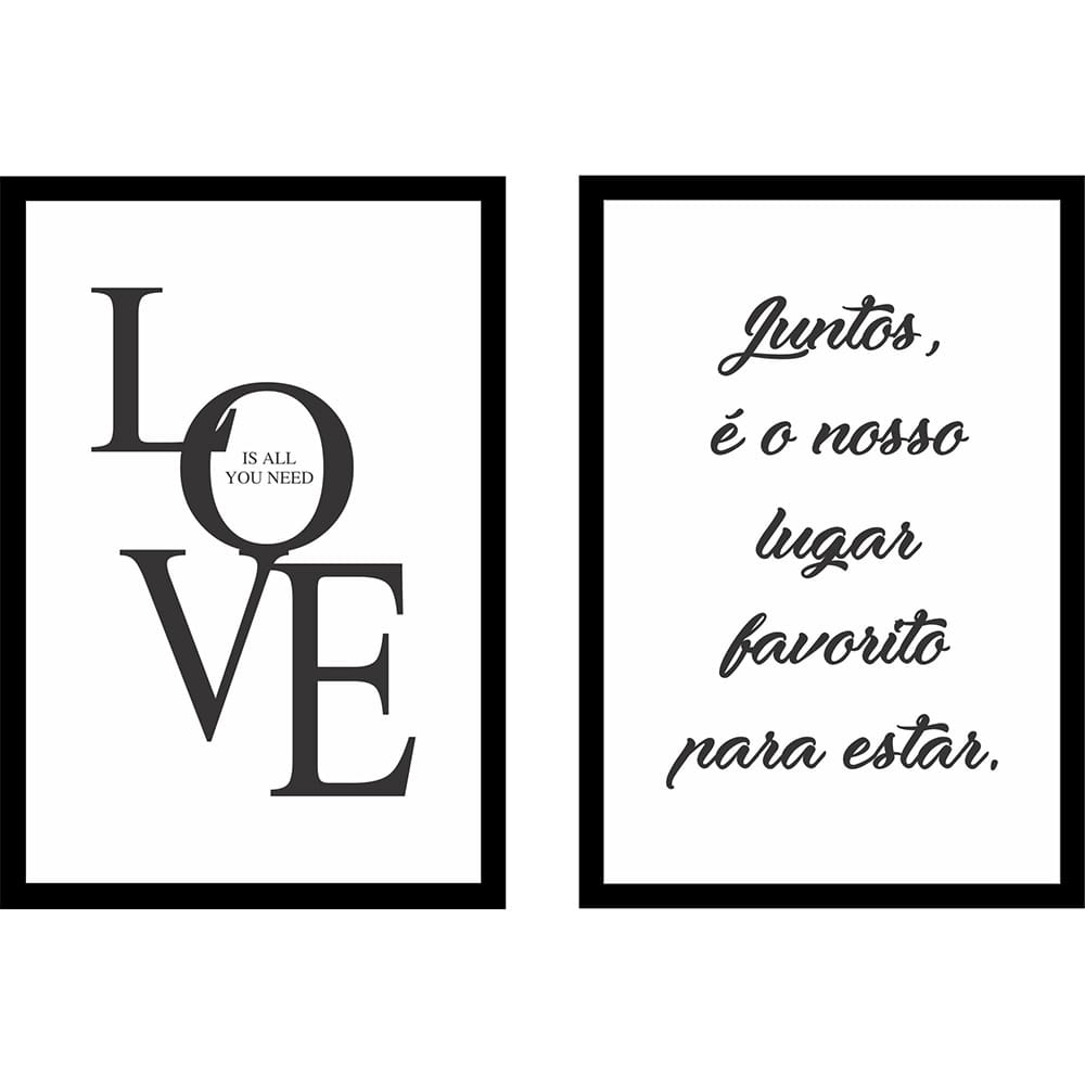 Conjunto de Quadros Kapos Juntos Love 22x32cm sem Vidro - 2 Peças