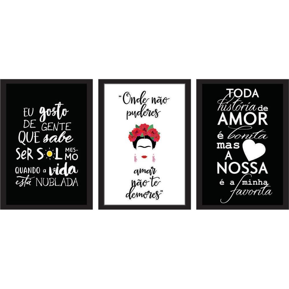 Conjunto de Quadros Kapos Gente Bonita 22x32cm sem Vidro - 3 Peças