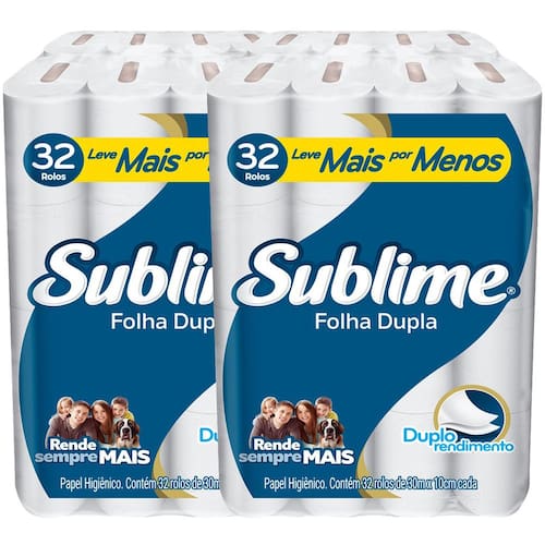 Papel Higiênico Sublime Folha Dupla Softys - 64 Rolos Menor preço em Papel Higiênico Sublime Folha Dupla Softys - 64 Rolos