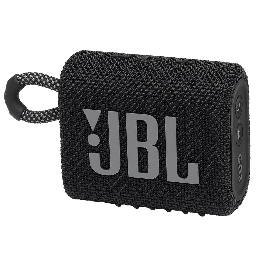 Caixa de Som Portátil JBL Go 3 com Bluetooth e À Prova de Poeira e Água – Preto