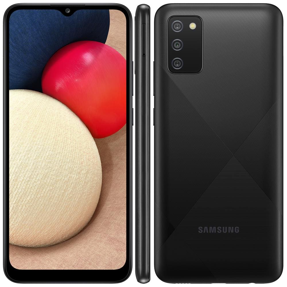 Smartphone Samsung Galaxy A02s Preto 32GB, Tela Infinita de 6.5", Câmera Tripla, bateria 5000mAh, 3GB RAM e Processador Snapdragon 450