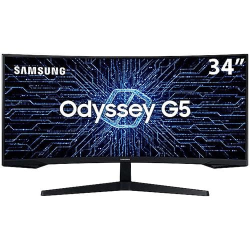 imagem-Monitor Gamer Curvo Samsung Odyssey 34", WQHD, 165Hz, 1ms, Tela Ultrawide, HDMI, Display Port, Freesync Premium, Preto, Série G5