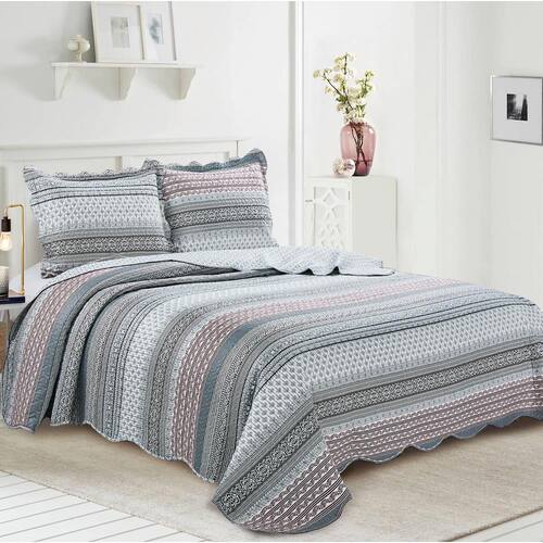 Colcha Dupla Face Solteiro Camesa Evolution Patchwork Lazare em Poliéster 150 Fios com 2 Peças – Cinza é boa?