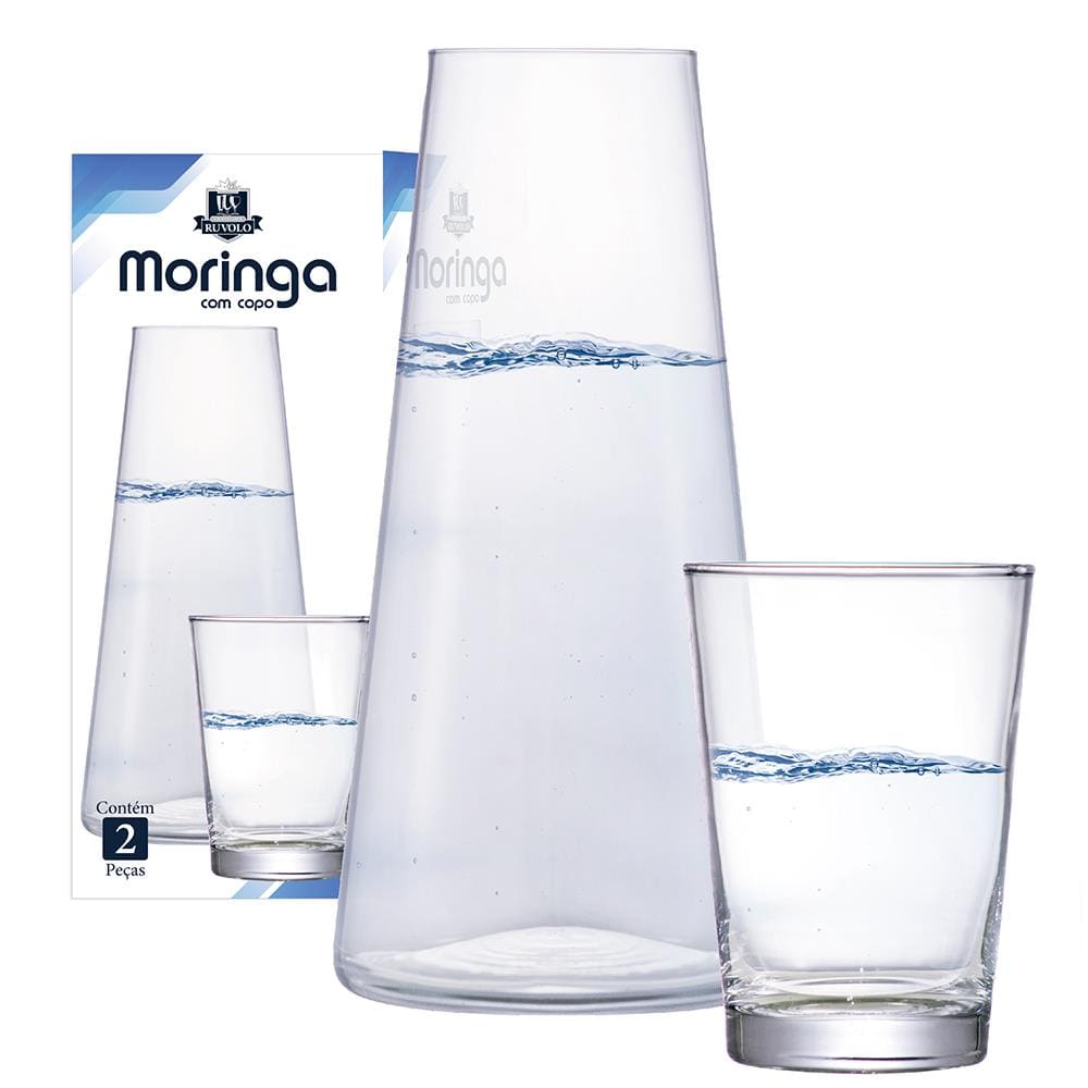 Conjunto de Moringa e Copo Ruvolo em Vidro - 2 Peças