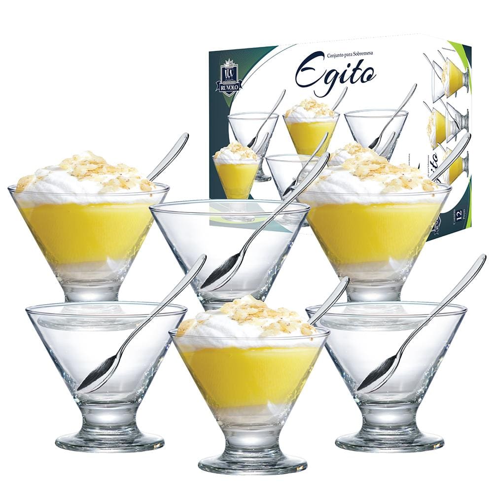 Conjunto de Taças de Sobremesa Ruvolo New Egito em Vidro - 12 Peças