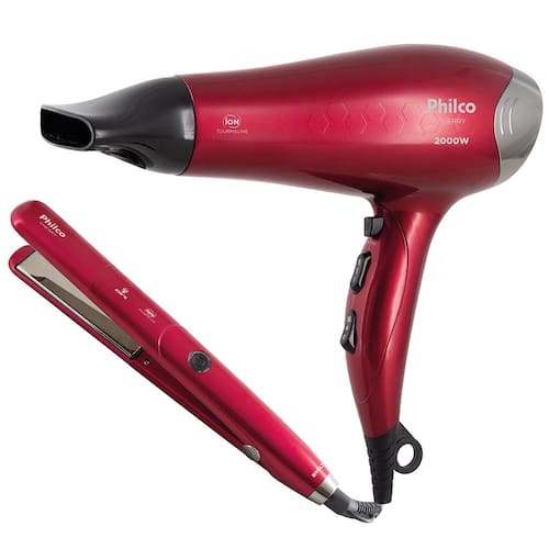 imagem-Kit Philco Secador e Chapinha 3250 Cherry - 110v