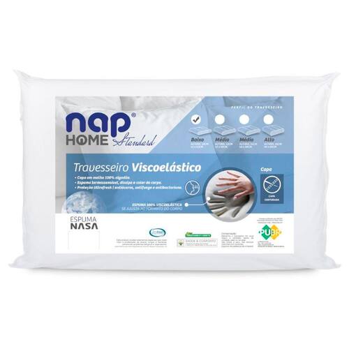 Travesseiro Nasa Nap Standard 1 Altura 10 em Espuma 100% Viscoelástica 42 x 63 cm - Branco Menor preço em Travesseiro Nasa Nap Standard 1 Altura 10 em Espuma 100% Viscoelástica 42 x 63 cm - Branco