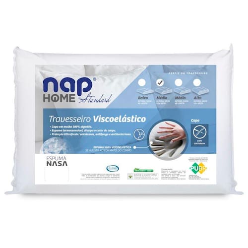 Travesseiro Nasa Nap Standard 1 Altura 12 em Espuma 100% Viscoelástica 45 x 65 cm – Branco é boa?