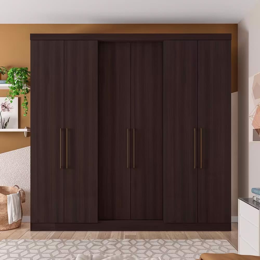 Guarda-Roupa Casal Bartira Napoli UP com 234,5cm de Largura, 6 Portas, 4 Gavetas e 4 Prateleiras