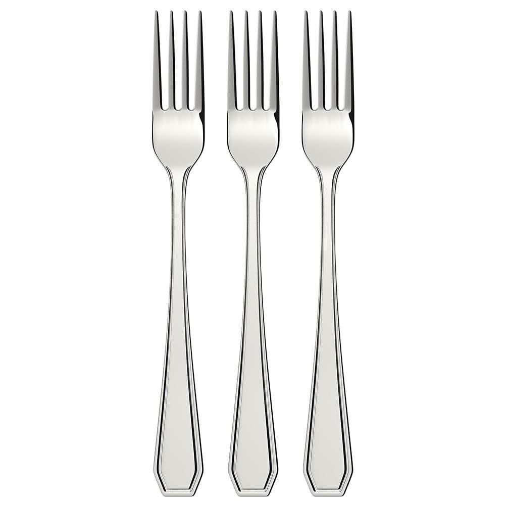 Conjunto de Garfos para Sobremesa Euro Home Chanfrados Inox - 3 Peças