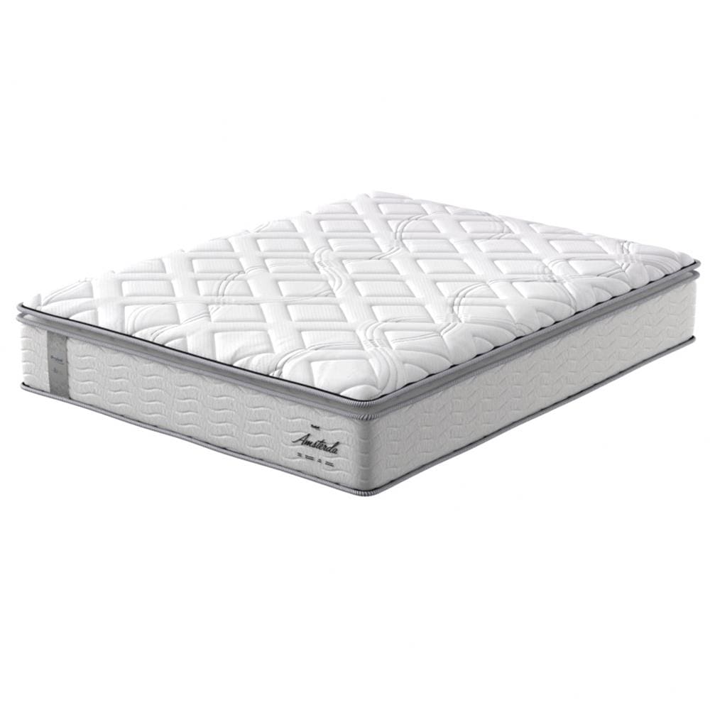 Colchão King Size Probel Amsterdã D20, D33 com Molas Ensacadas e Pillow Top 34x193x203 - Branco/Preto