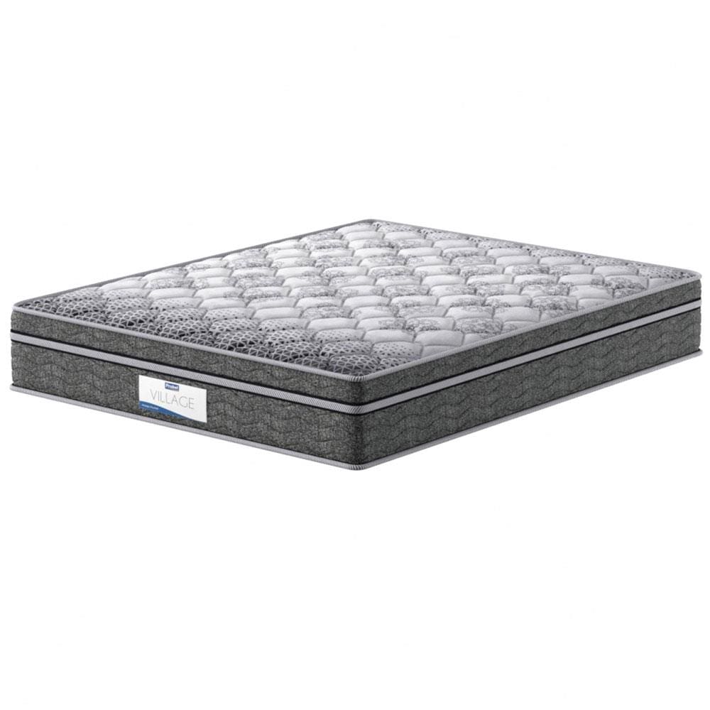 Colchão Queen Size Probel Village D28 com Molas Ensacadas e Pillow Euro 30x158x198cm - Branco/Preto
