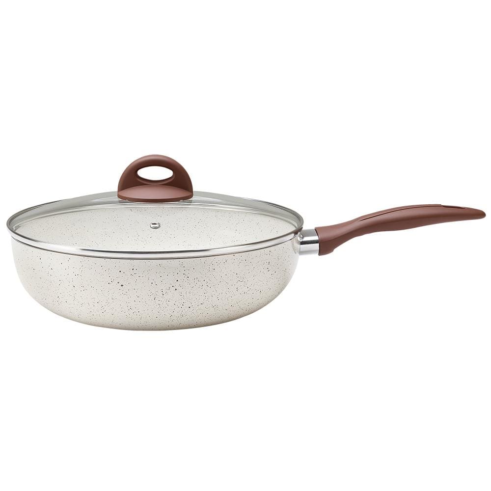 Wok com Tampa Brinox Ceramic Life Granada em Alumínio com Fundo de Indução e Revestimento Interno Cerâmico 28 cm – Vanilla