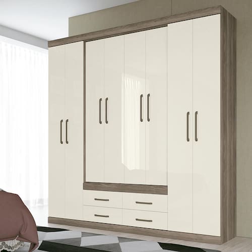 Guarda-Roupa Casal Santos Andirá Nápoles com 8 Portas e 4 Gavetas Menor preço em Guarda-Roupa Casal Santos Andirá Nápoles com 8 Portas e 4 Gavetas