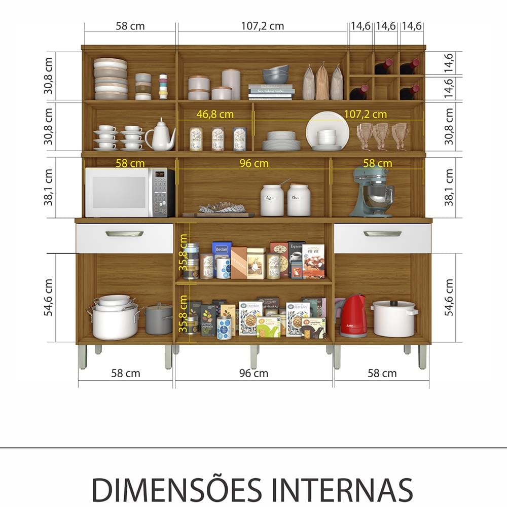 Cozinha Compacta Nesher Master 7 Portas, 2 Gavetas, | Extra