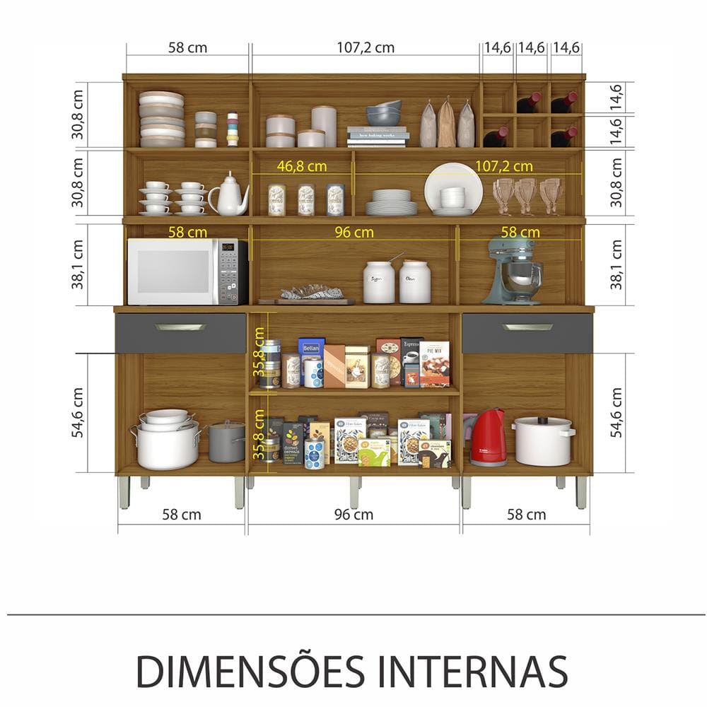 Cozinha Compacta Nesher Master 7 Portas, 2 Gavetas, | Extra