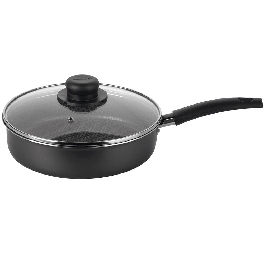 Frigideira Alta Multiflon em Alumínio com Revestimento Antiaderente e Tampa de Vidro com Saída de Vapor 22 cm – Grafite